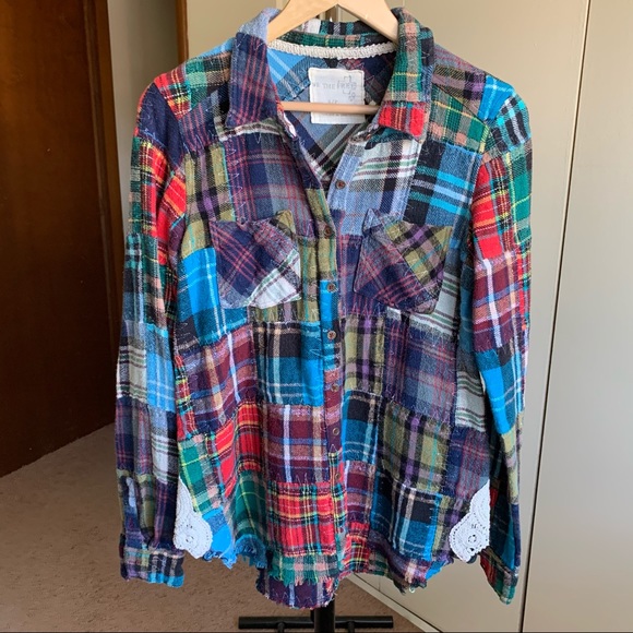 Free People Tops - Free People Patchwork Plaid Flannel Small
